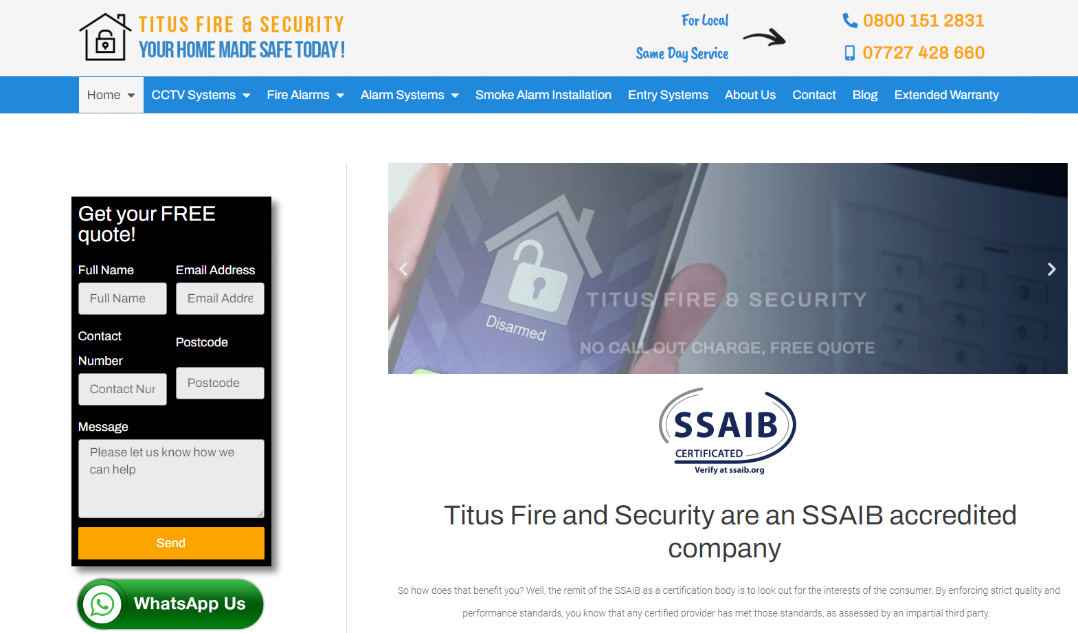 Titus Fire & CCTV Website