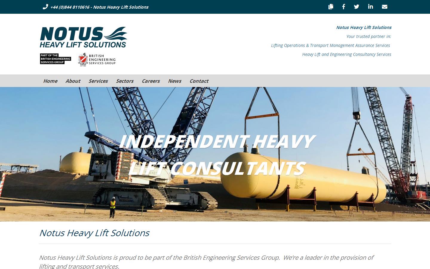 Notus Heavy Lift Solutions Website