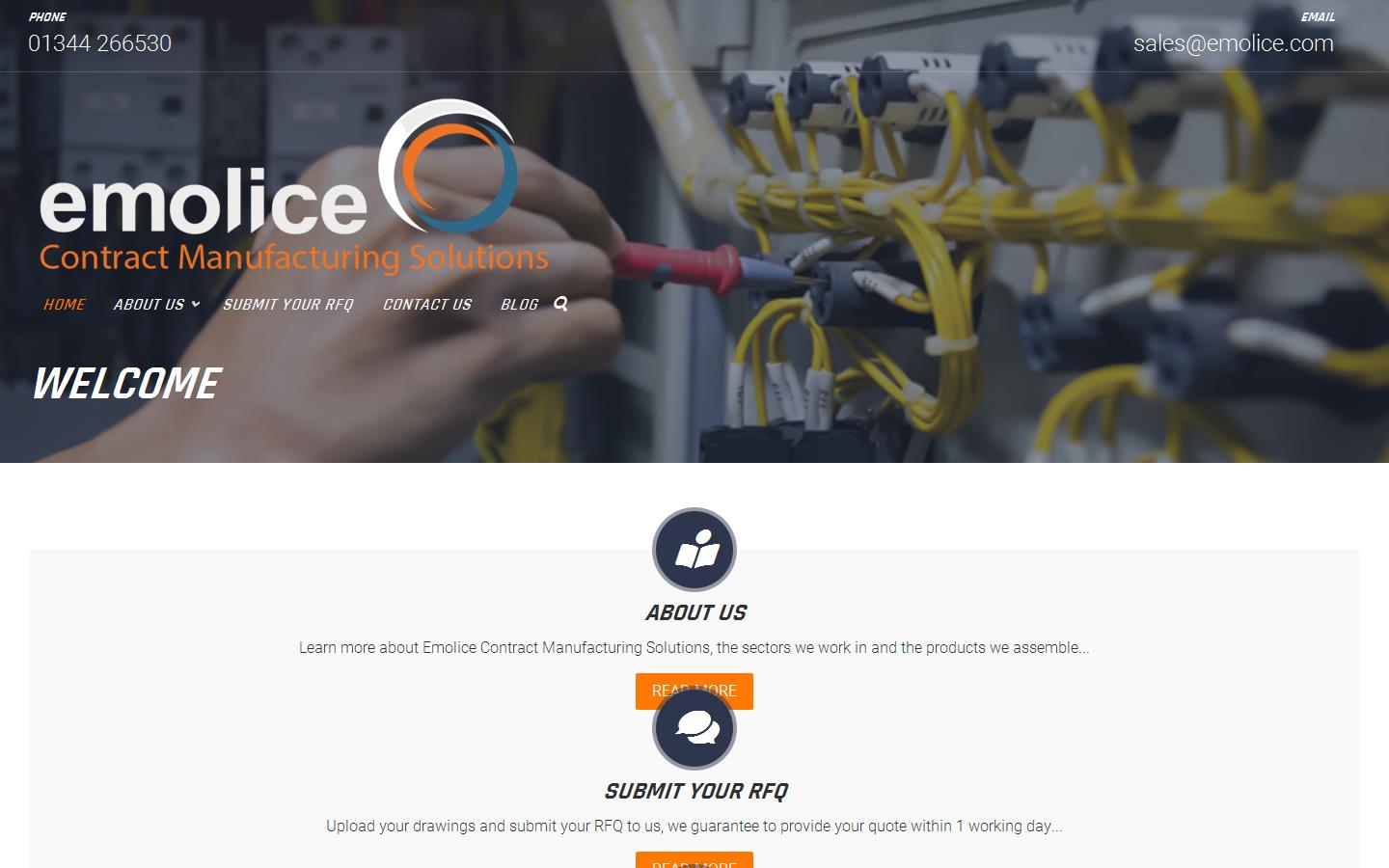 Emolice Contract Manufacturing Solutions Website