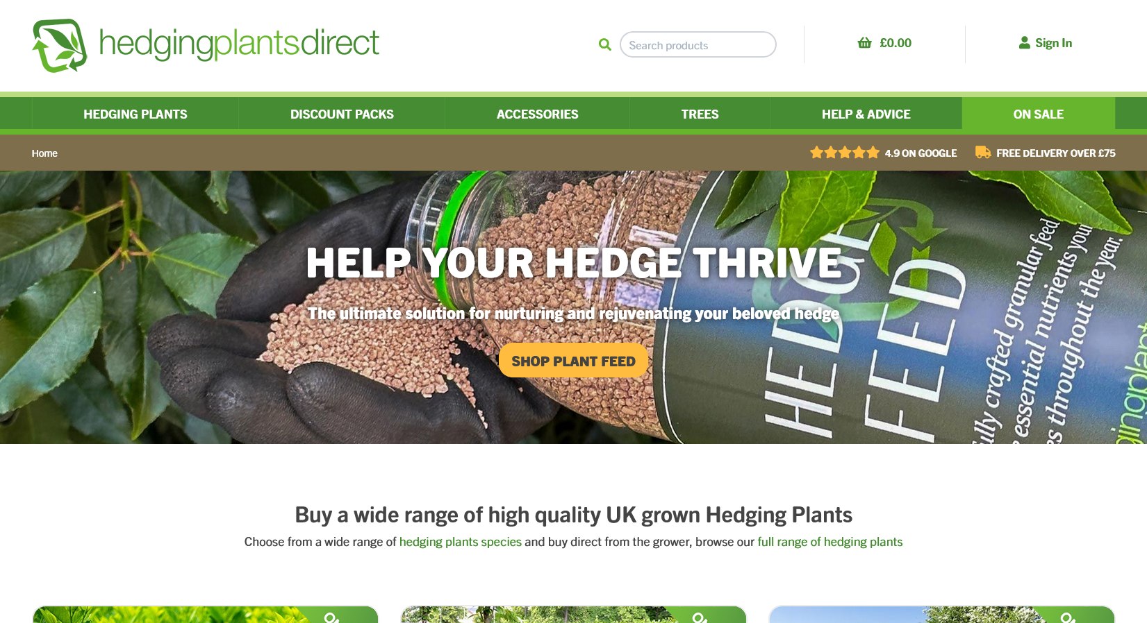 Hedging Plants Direct Website