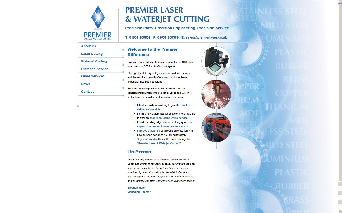 Premier Laser and Wasterjet Cutting Website