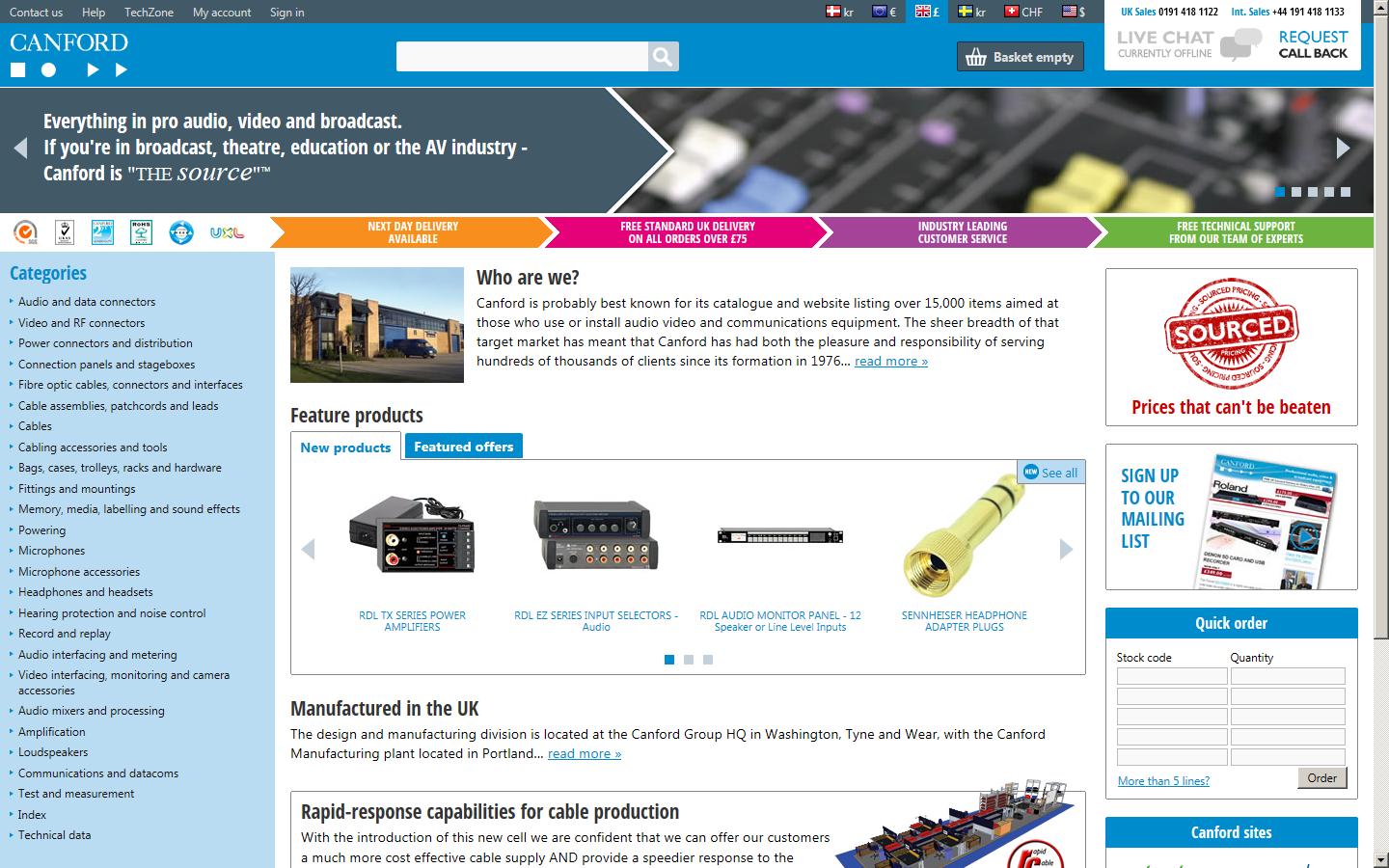 Canford Audio PLC Website