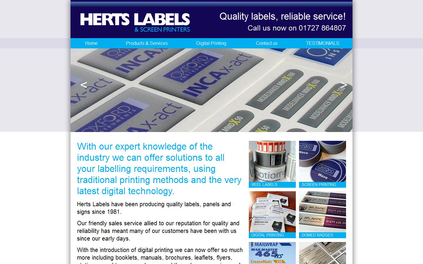 Herts Labels & Screen Printers Website