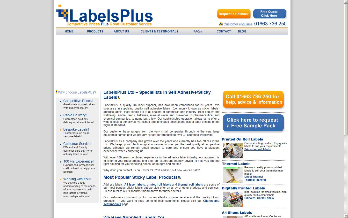 Labels Plus Website