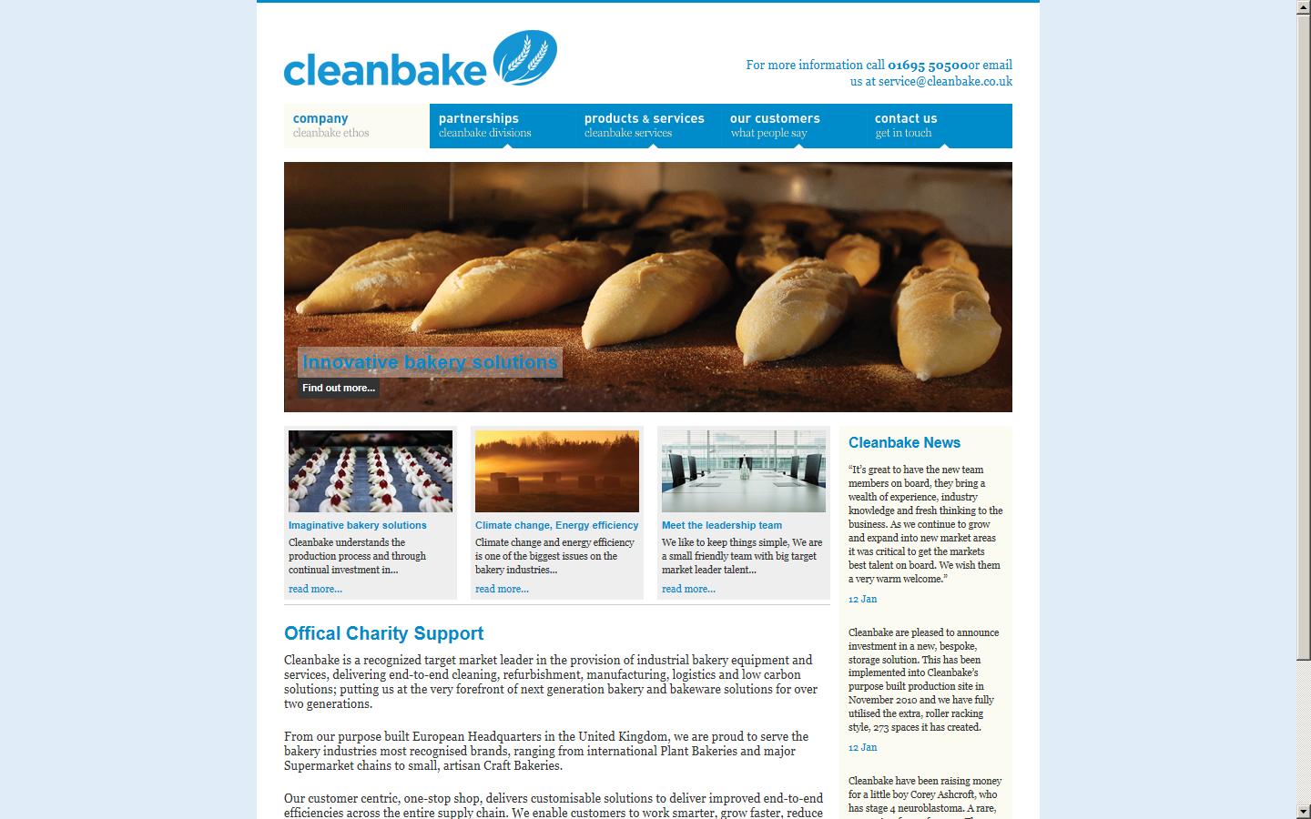 Clean Bake Ltd Website