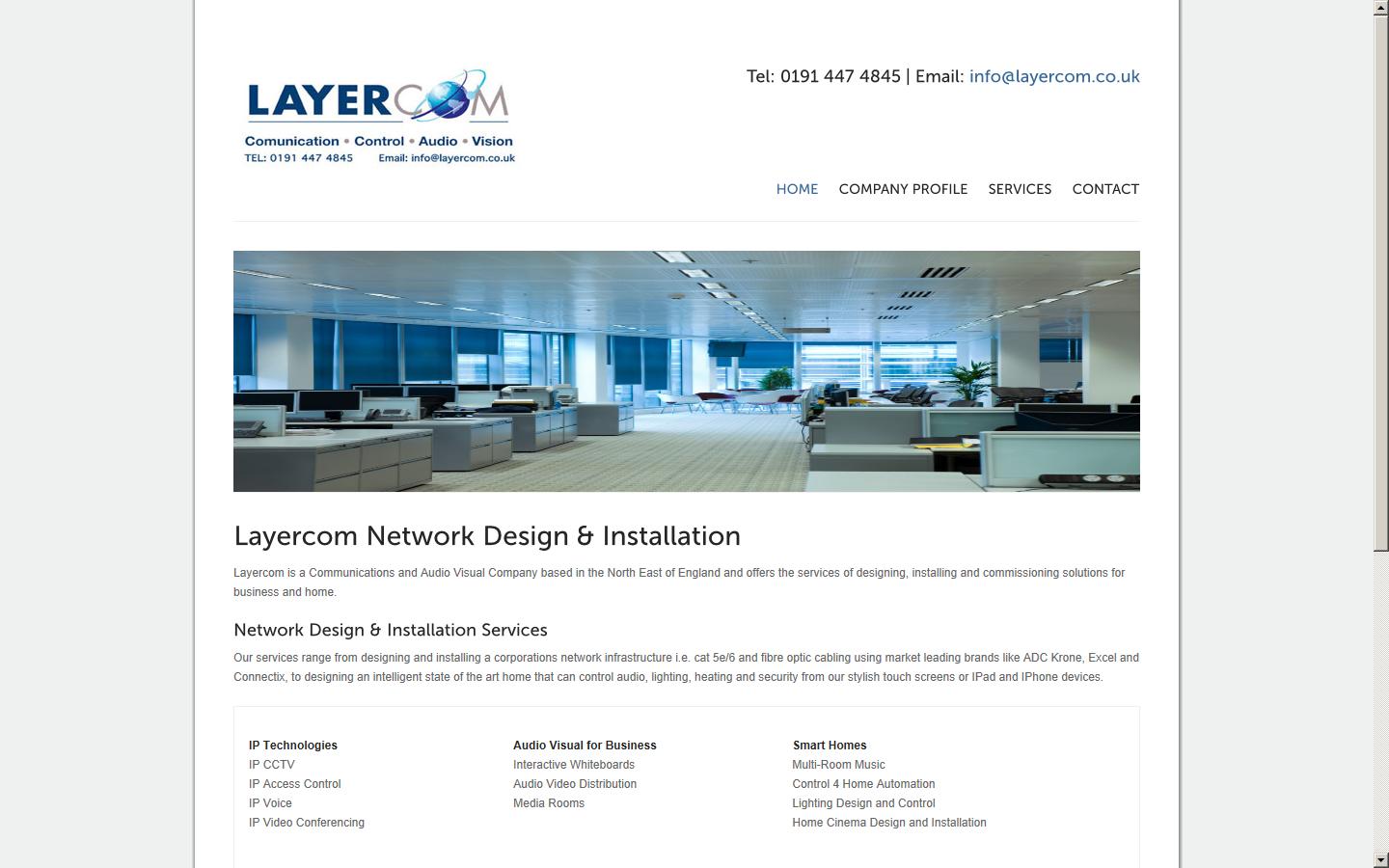 Layercom Network Design and Installation Ltd Website