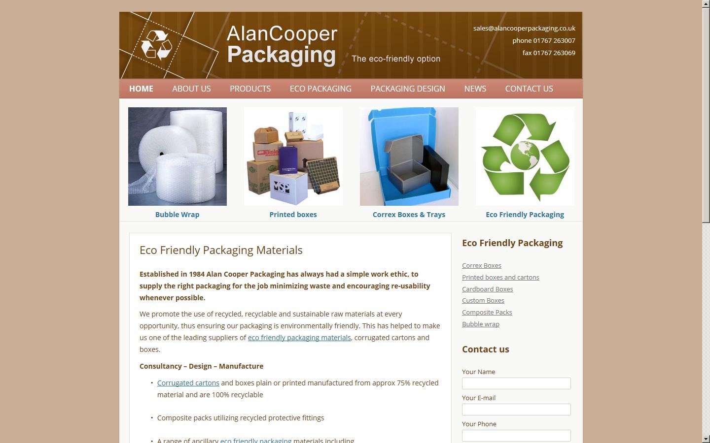 Alan Cooper Packaging Website