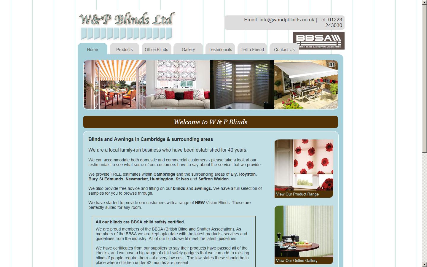 W&P Blinds Website