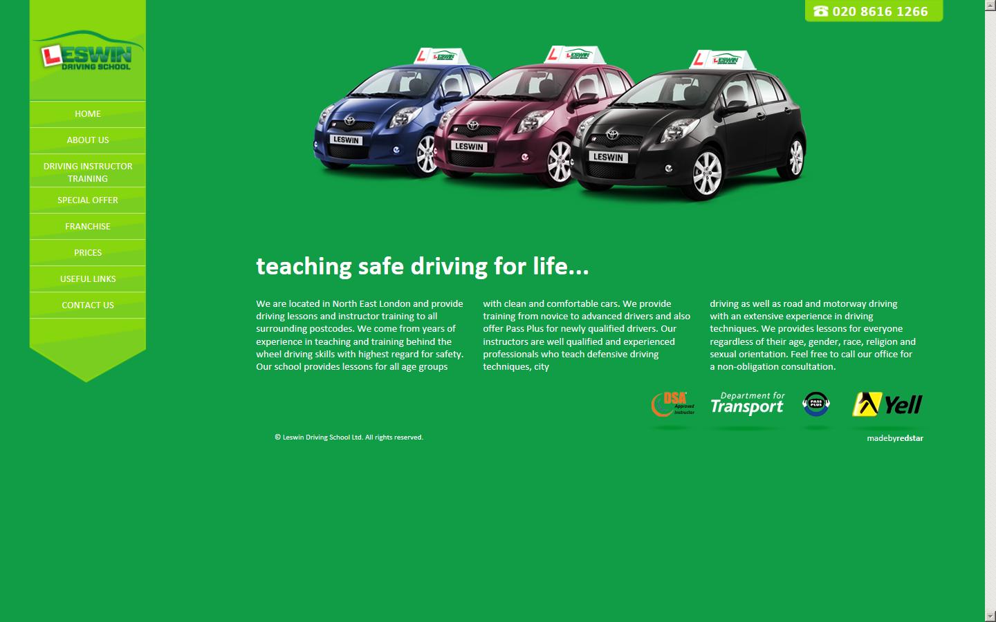 Leswin Driving School Website