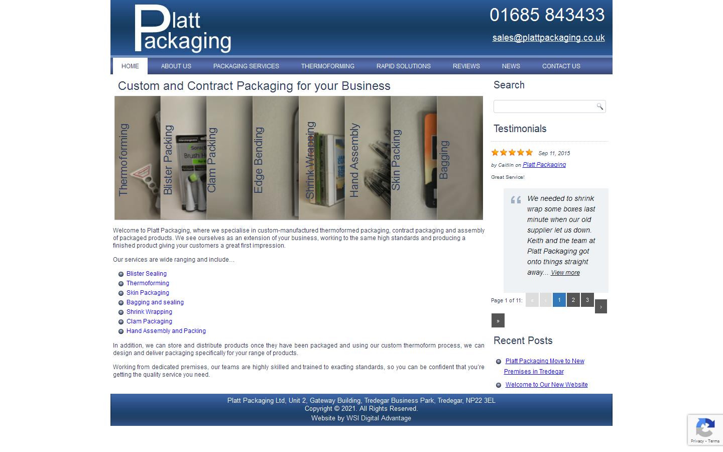 Platt Packaging Ltd Website