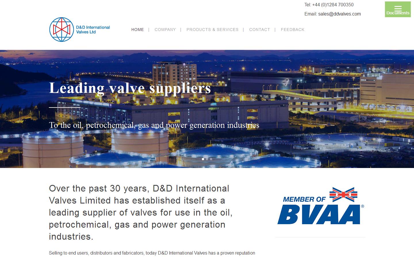 D & D International Valves Ltd Website