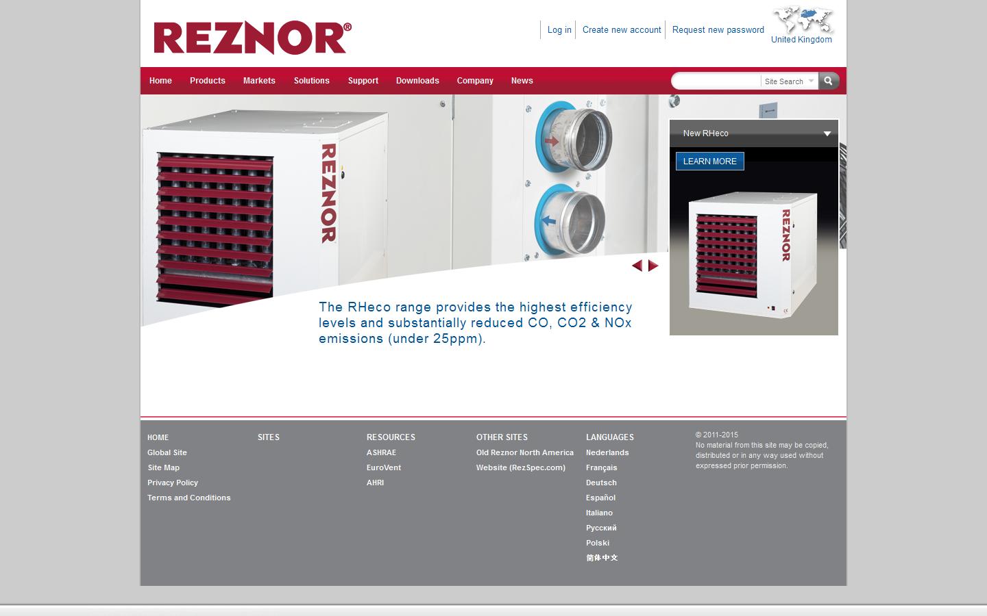 Reznor UK Ltd Website