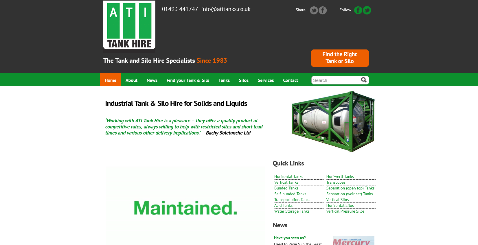 ATI Tank Hire Ltd Website