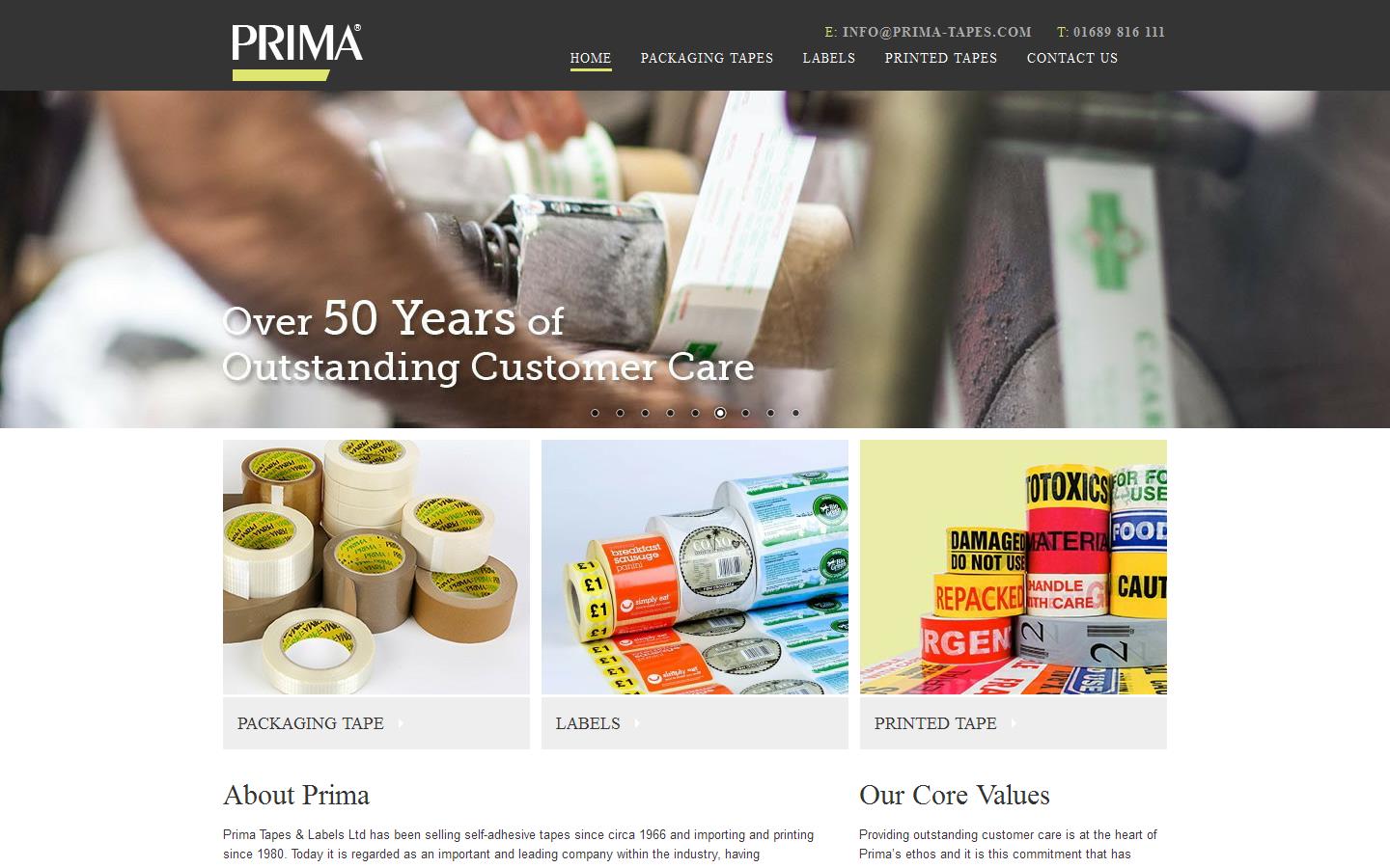 Prima Tapes & Labels Ltd Website