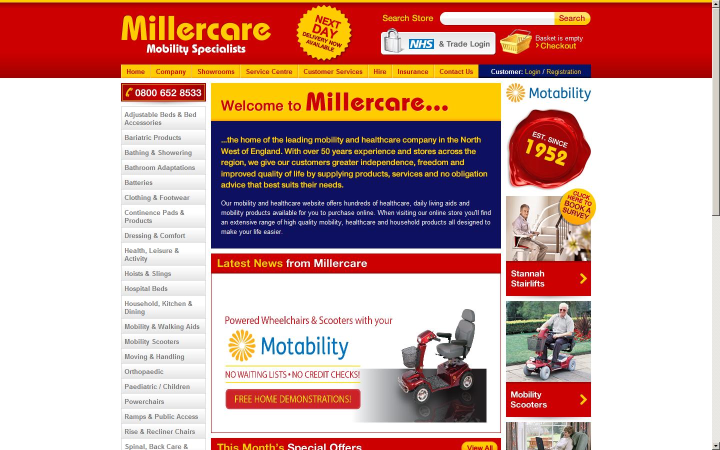 Millercare Mobility Specialists Website