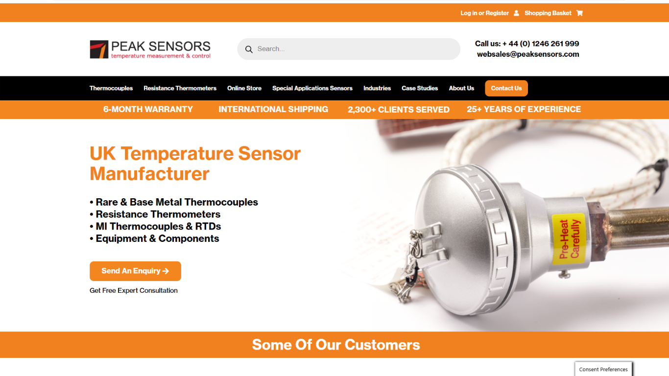 Peak Sensors Ltd Website