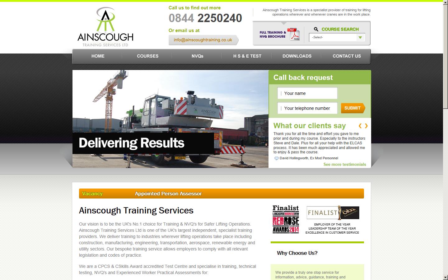 Ainscough Training Services Ltd Website