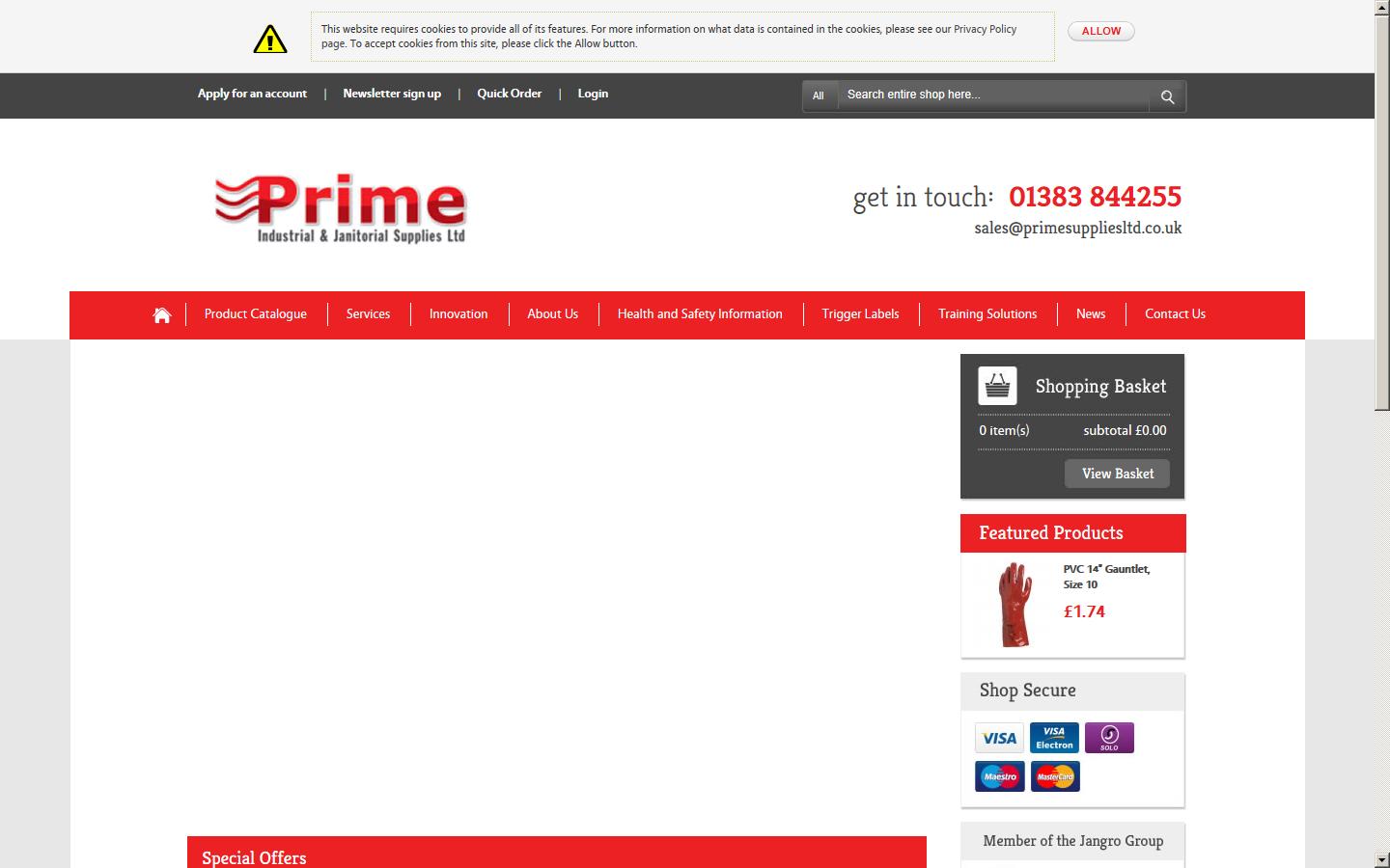 Prime Industrial & Janitorial Supplies Ltd Website