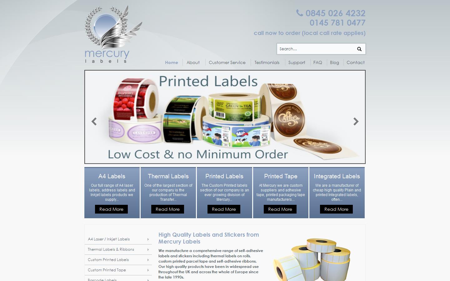 Mercury Labels Ltd Website