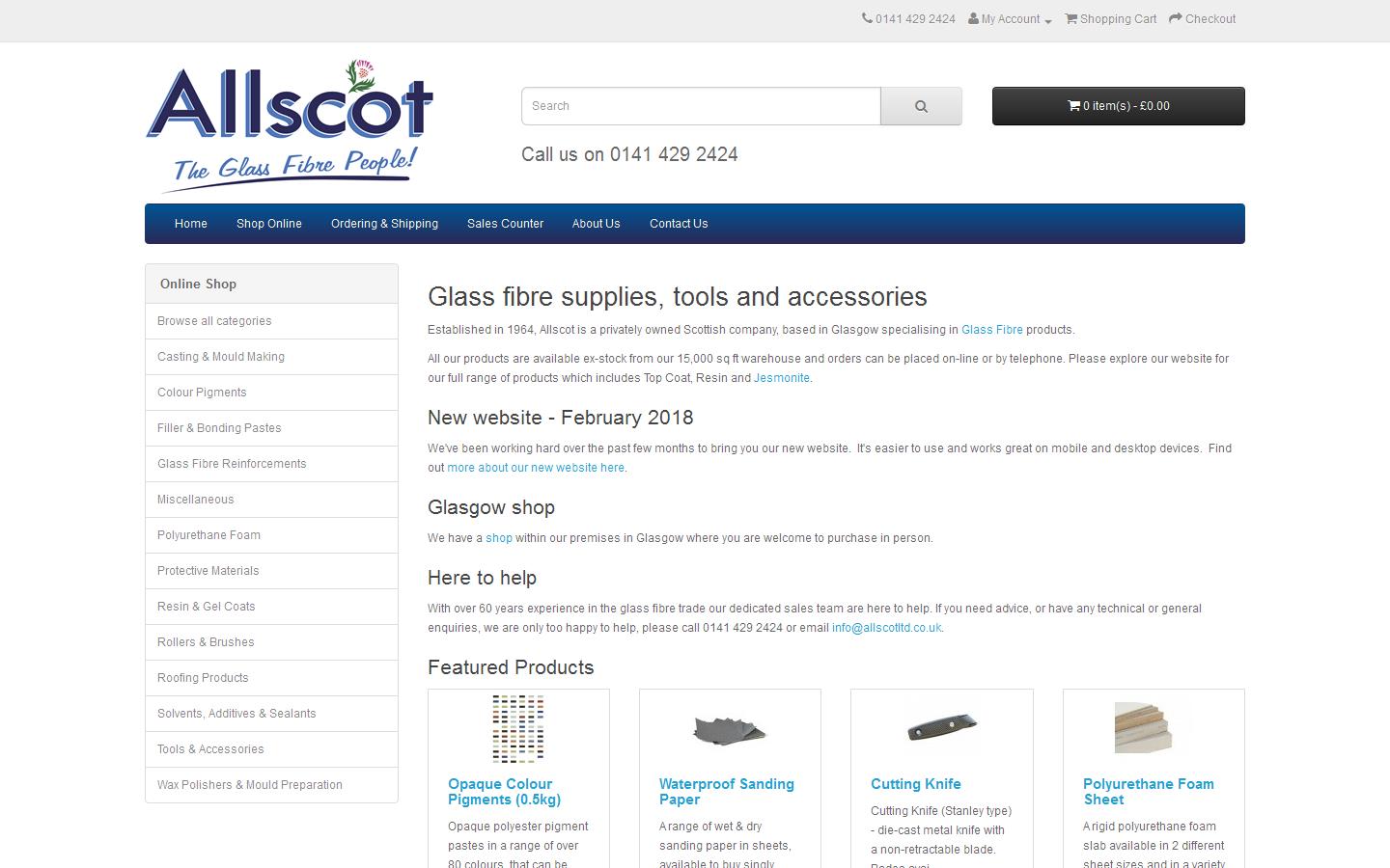 Allscot Distributors Ltd Website