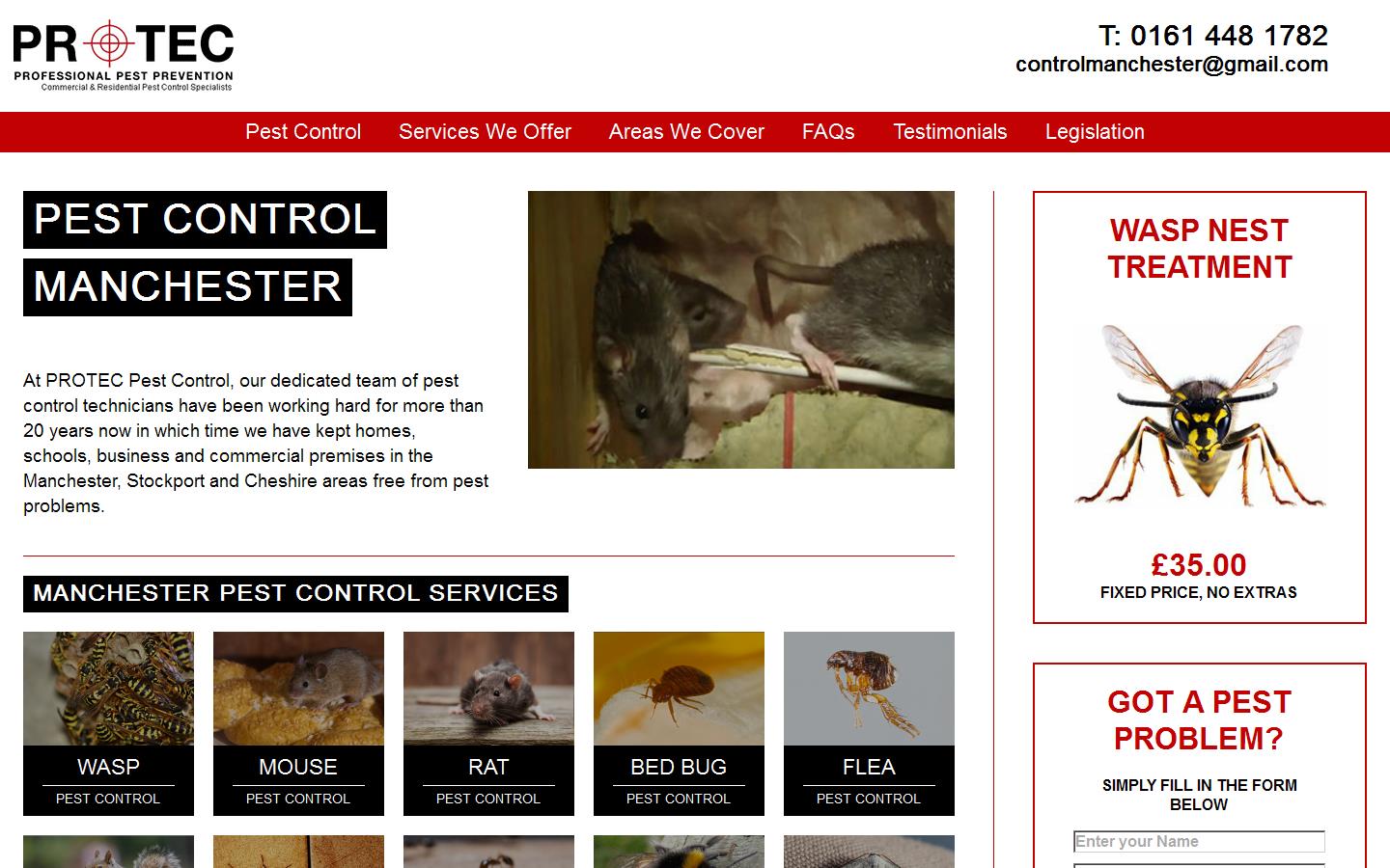 Manchester Pest Control Protec Website