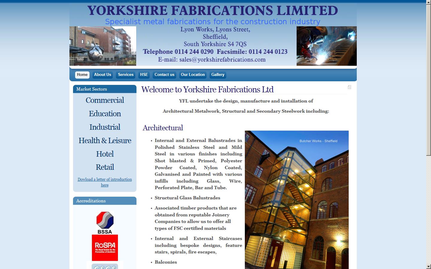 Yorkshire Fabrications Ltd Website