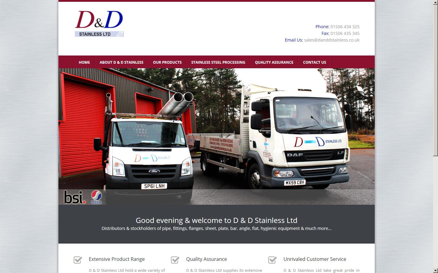 D and D Stainless Ltd Website