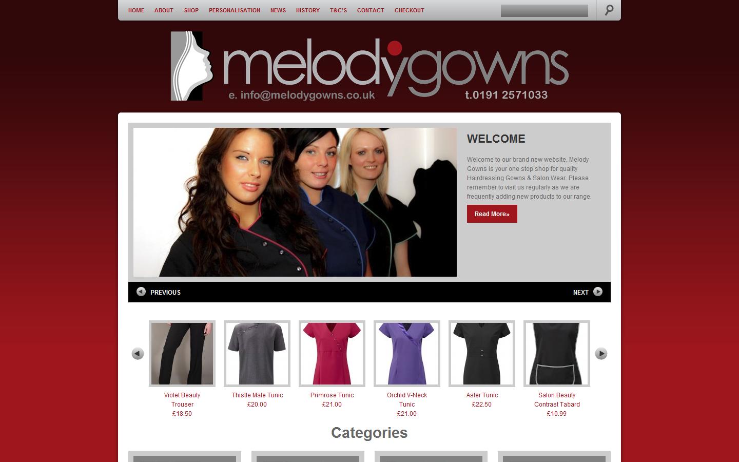 Melody Gowns Ltd Website