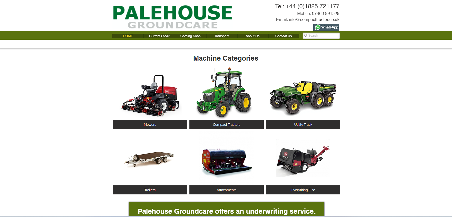 Palehouse Groundcare Equipment Website