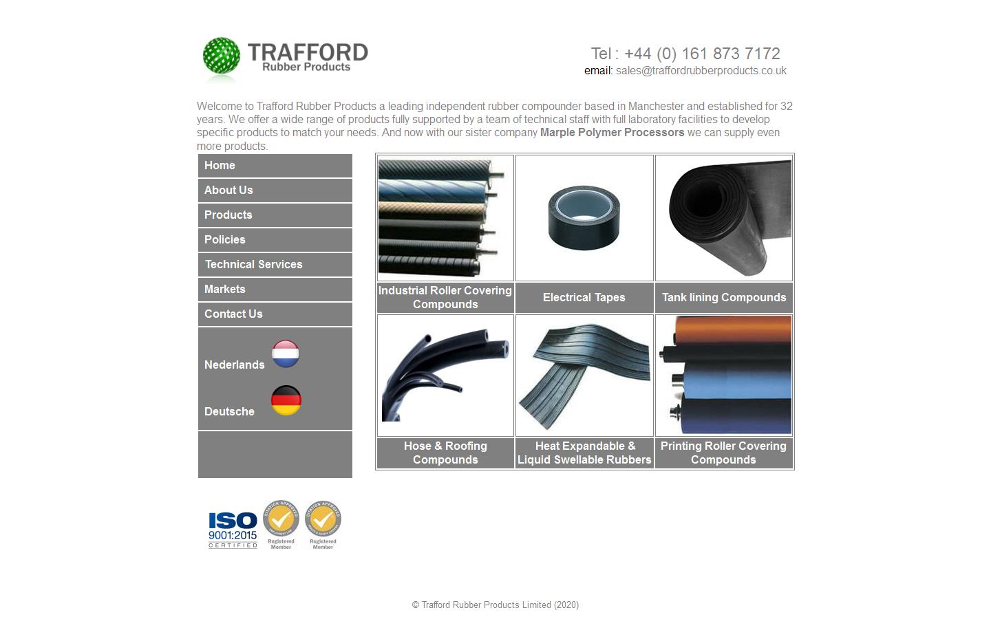 Trafford Rubber Products Ltd Website