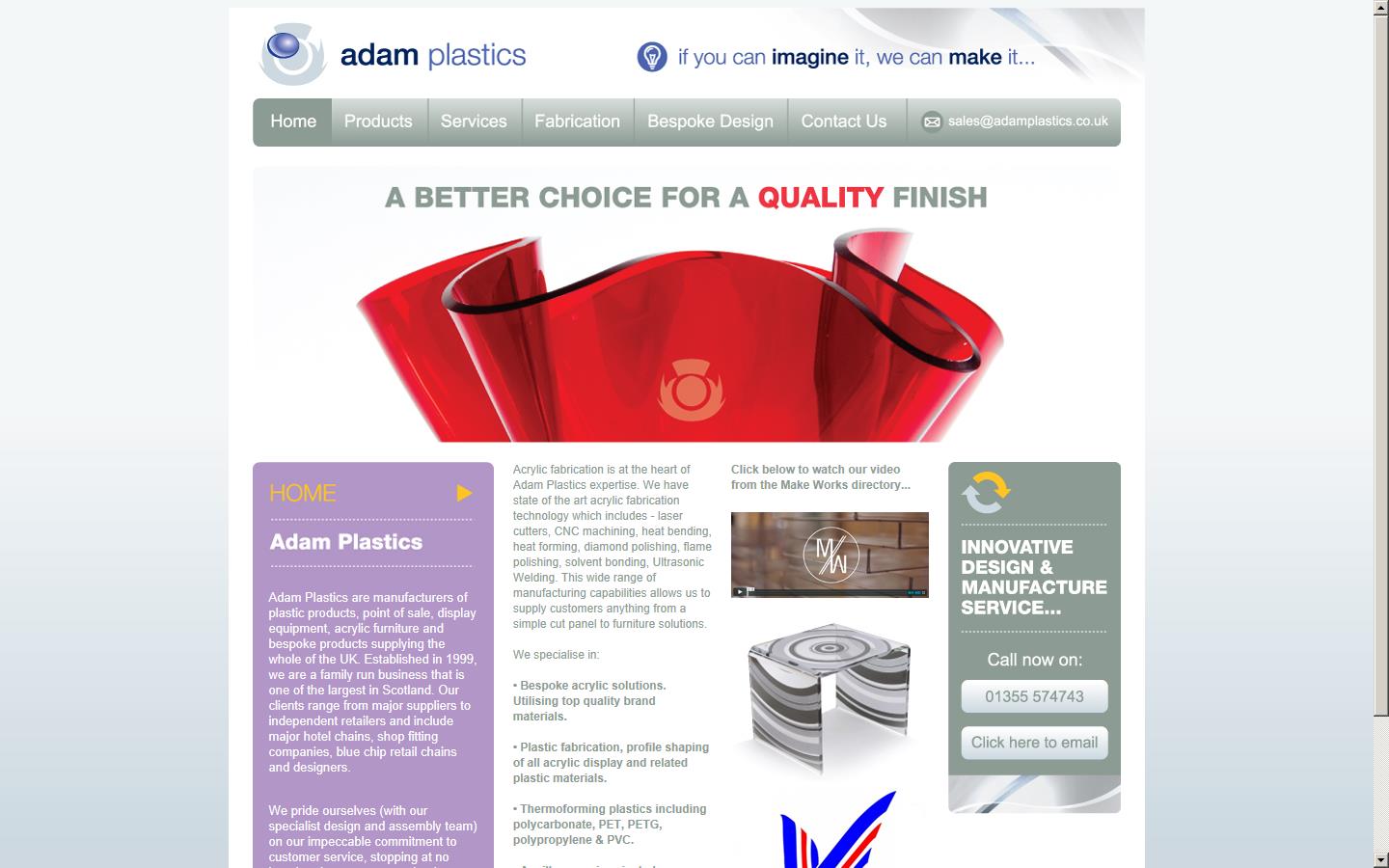 Adam Plastics Ltd Website