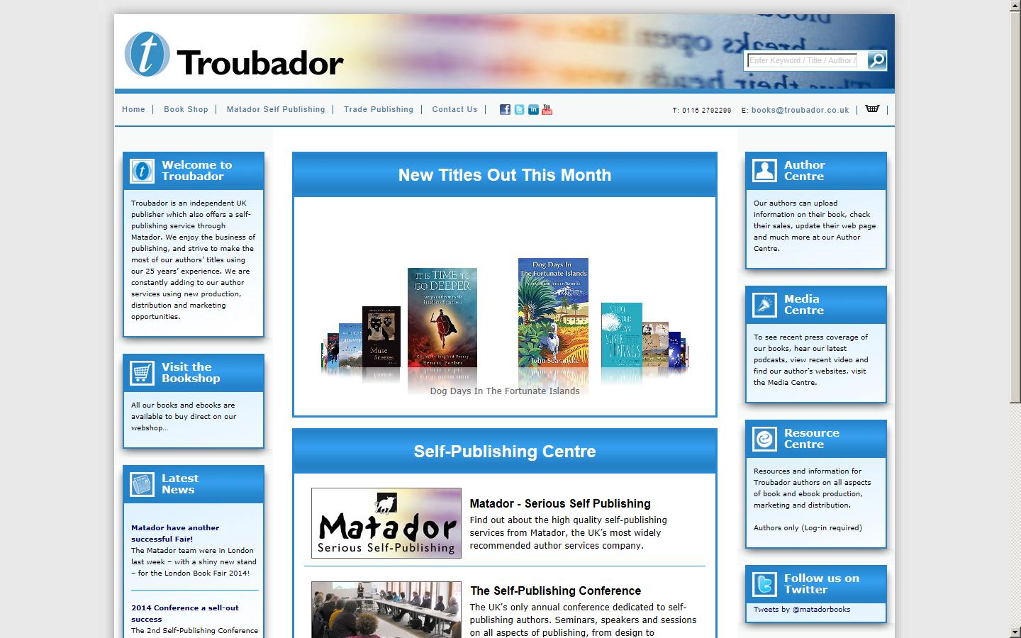 Troubador Publishing Ltd Website