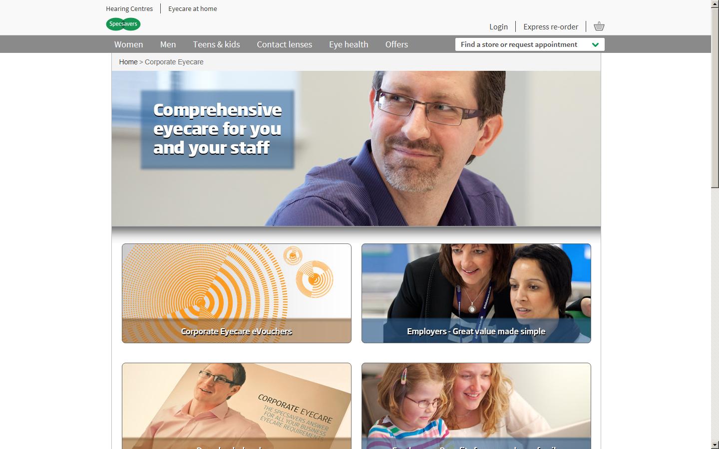 Specsavers Corporate Eyecare Website