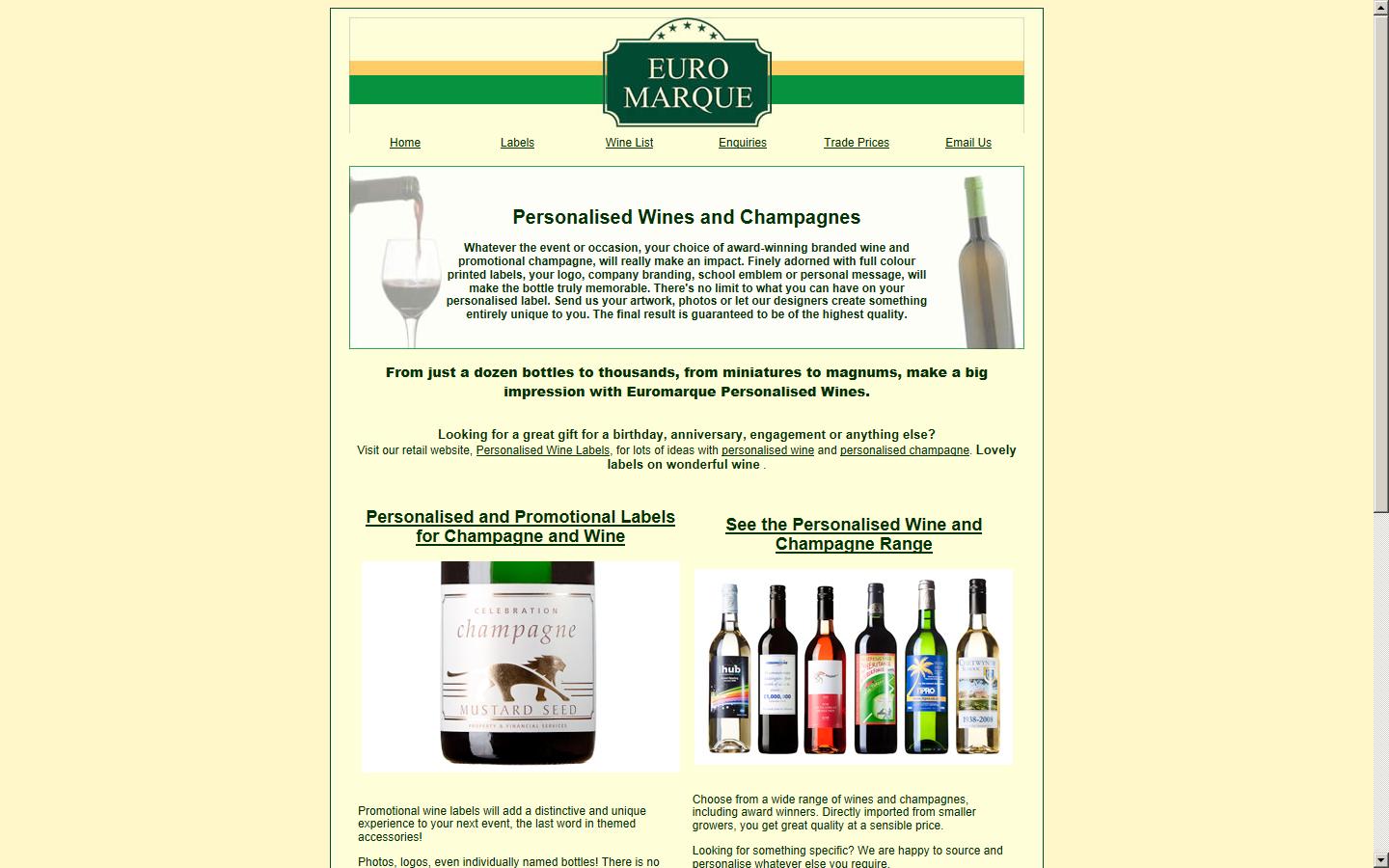 Euromarque Personalised Wines Ltd Website