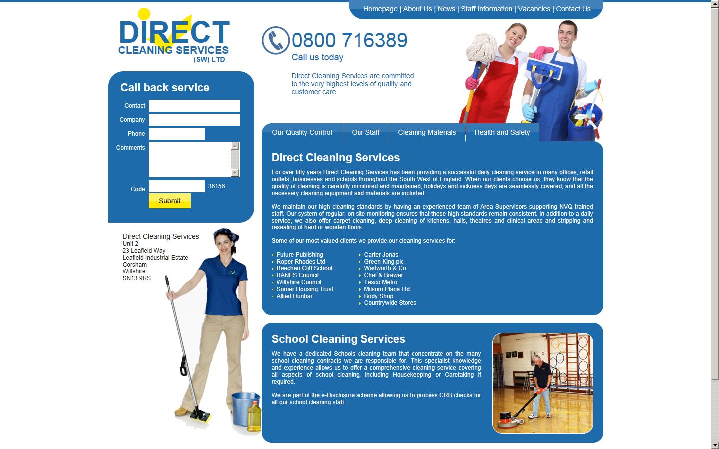 Direct Cleaning Services Ltd Website