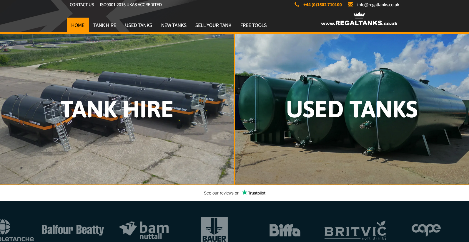 Regal Tanks Hire Website