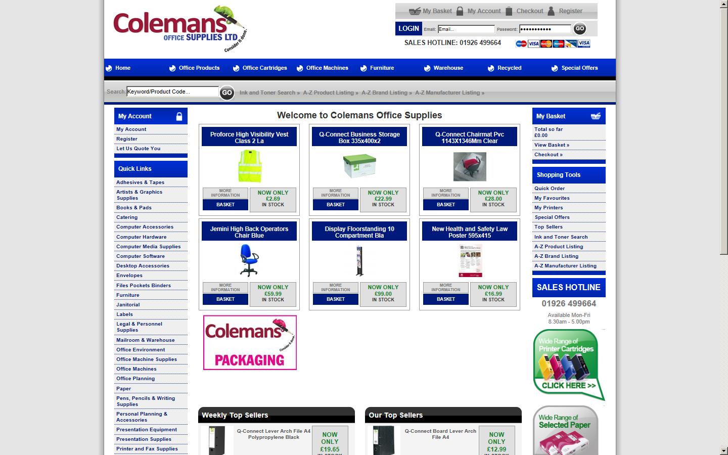 Colemans Office Supplies Website