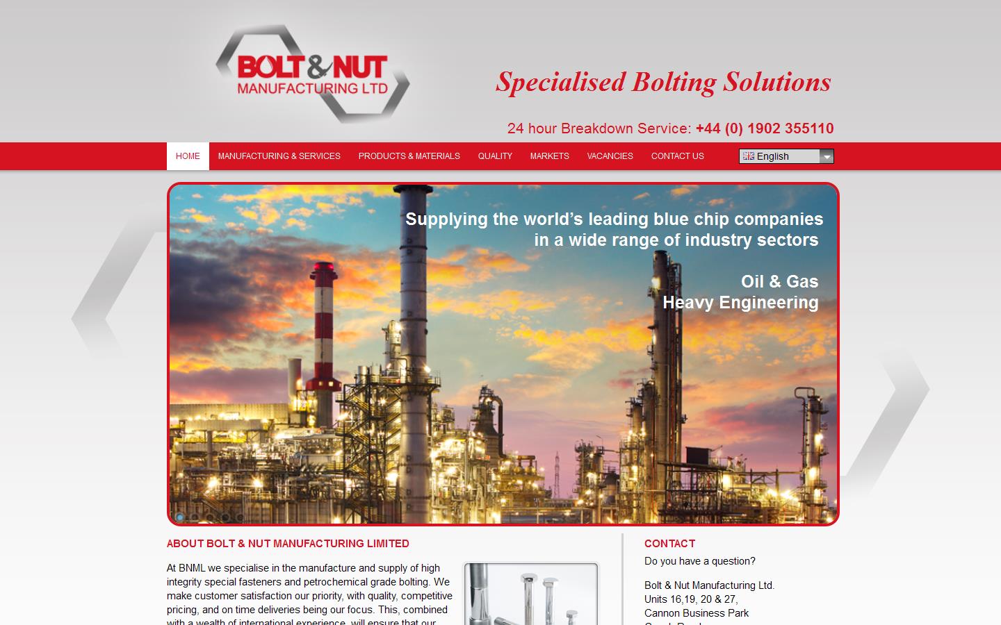 Bolt & Nut Manufacturing Website