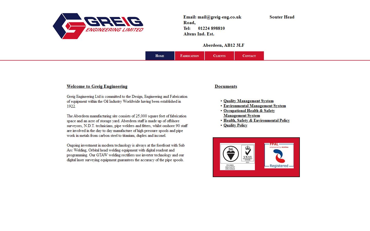 Greig Engineering Ltd Website