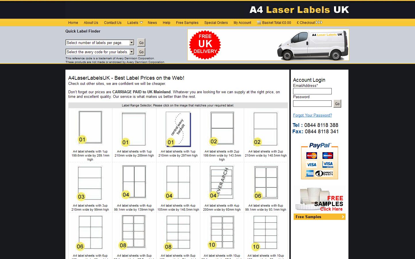 A4 Laser Labels UK Website