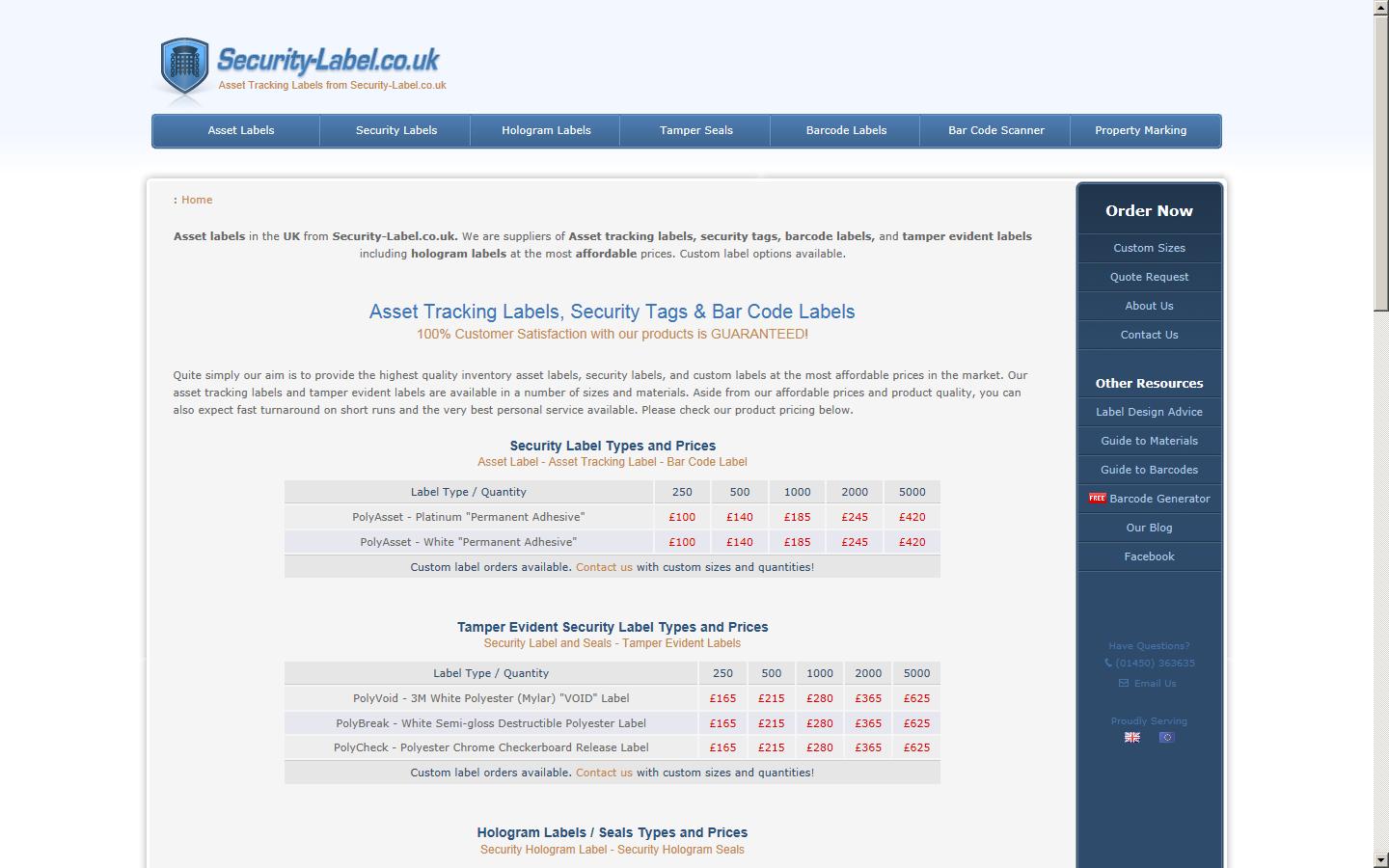Security-Label.co.uk Website