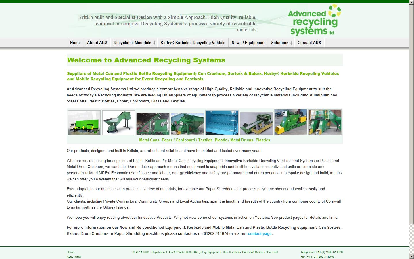 Advanced Recycling Systems Ltd  Website