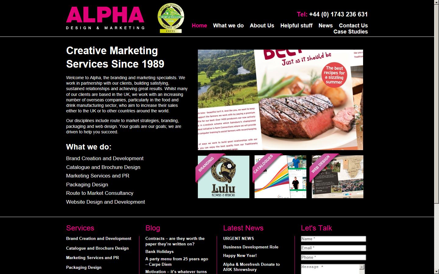 Alpha Design & Marketing Ltd Website