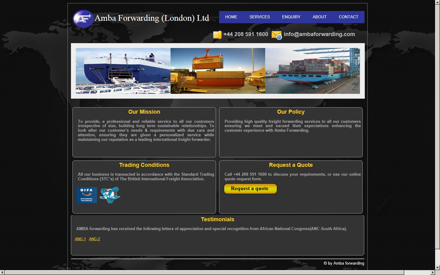 AMBA FORWARDING (LONDON) LTD Website