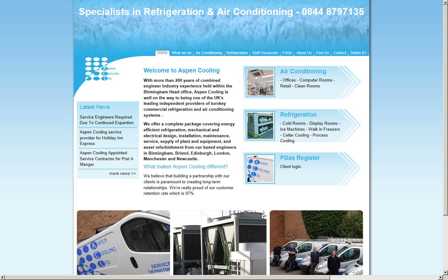 Aspen Cooling Ltd Website