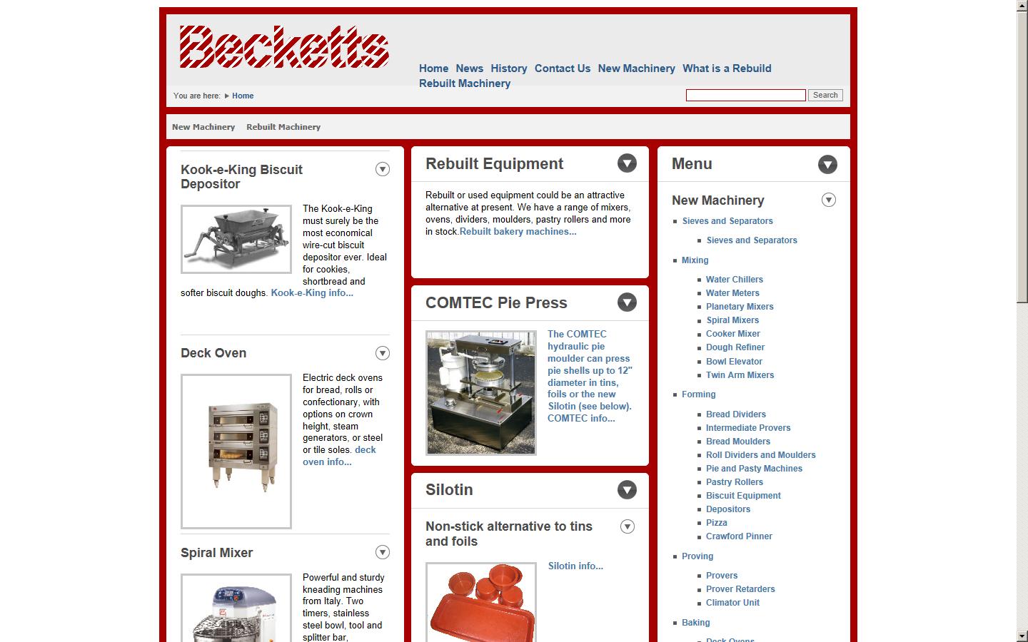 Becketts Bakery Engineers Ltd  Website