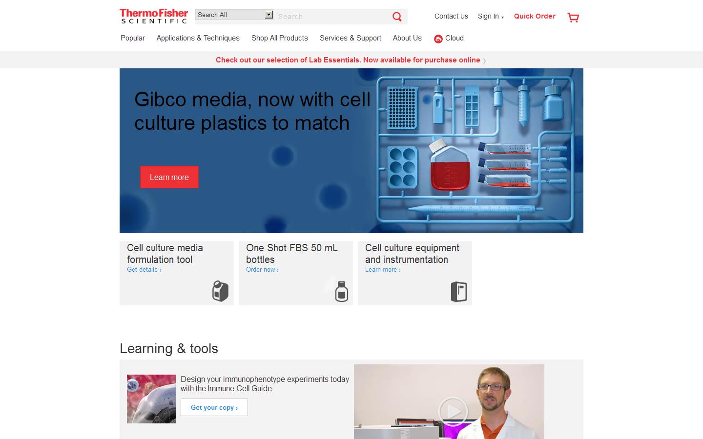 Thermofisher Scientific Website