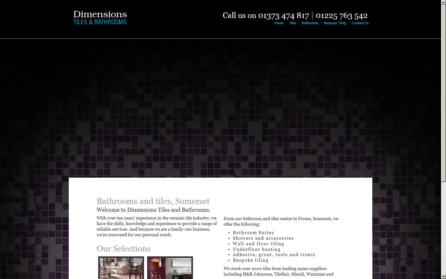 Dimensions Tiles and Bathroom Website