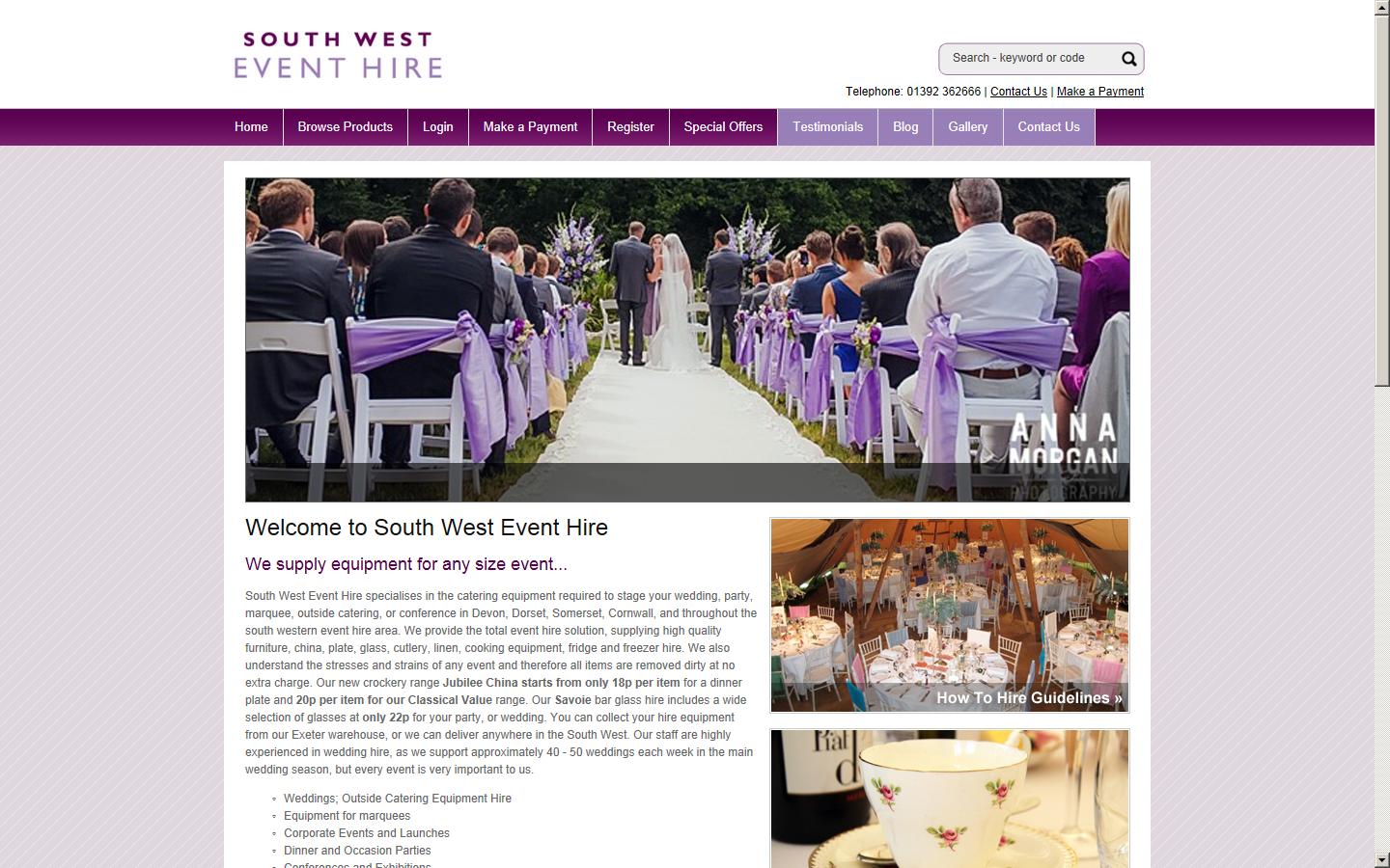 South West Event Hire Website