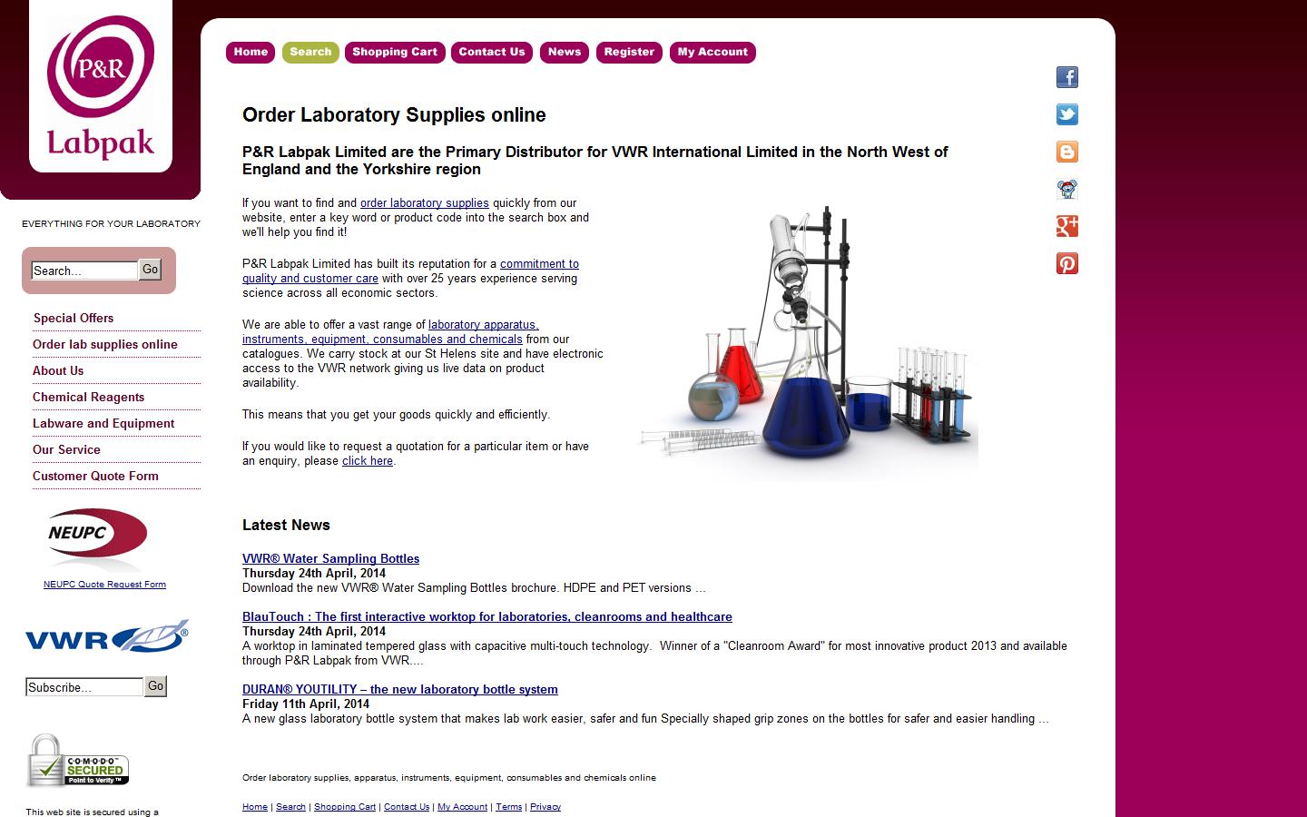 Total Lab Supplies Website